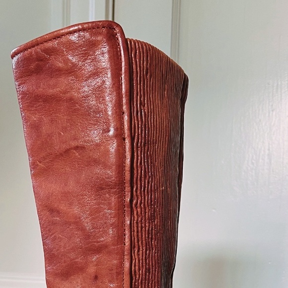 🧡 Frye Cognac Knee-high Pull-on Tall Leather Boots Narrow Calf - Picture 6 of 6